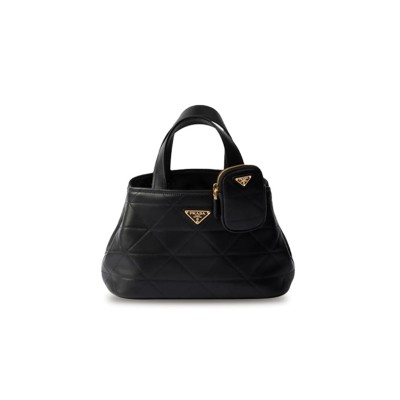 PRADA SMALL LEATHER TOTE BAG WITH STITCHING 1BG548 (26*17*13.5cm) 
